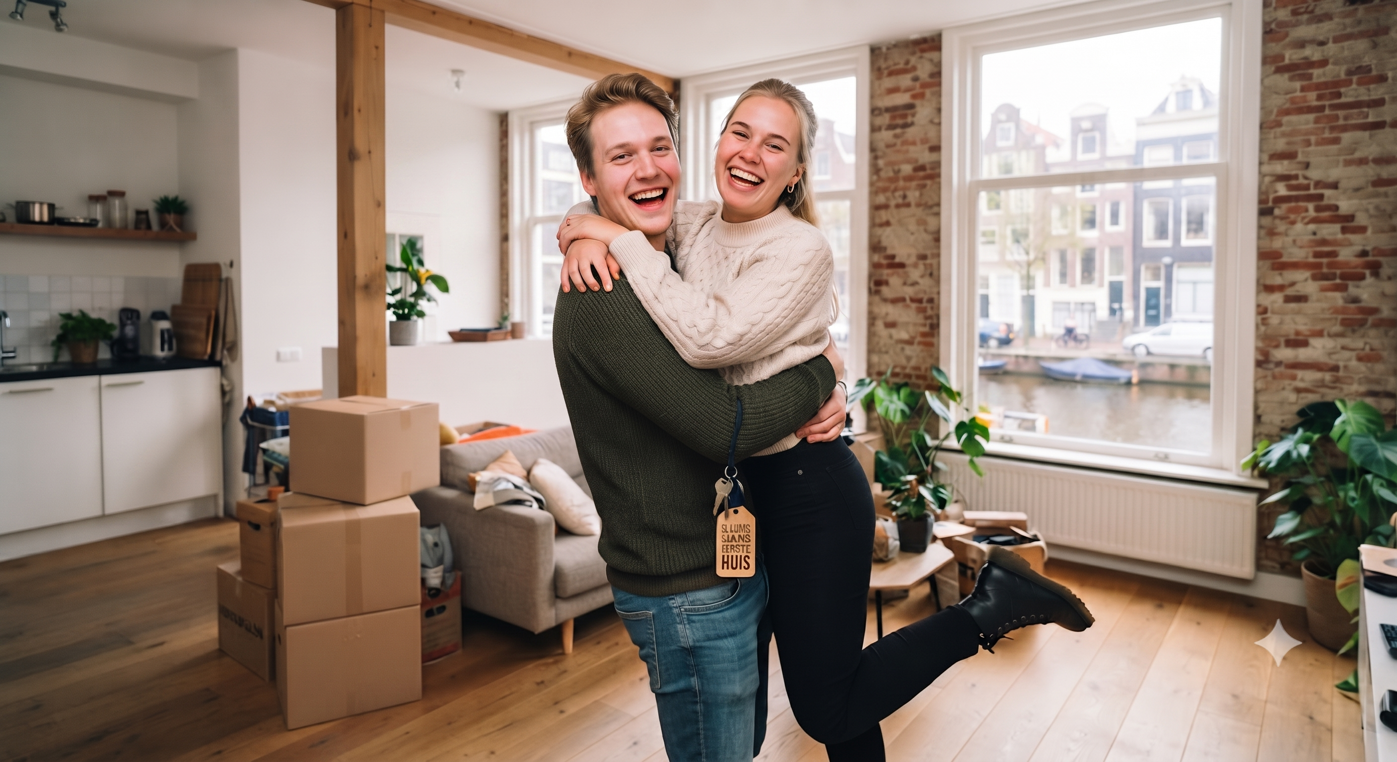 Stel viert hun eerste koophuis